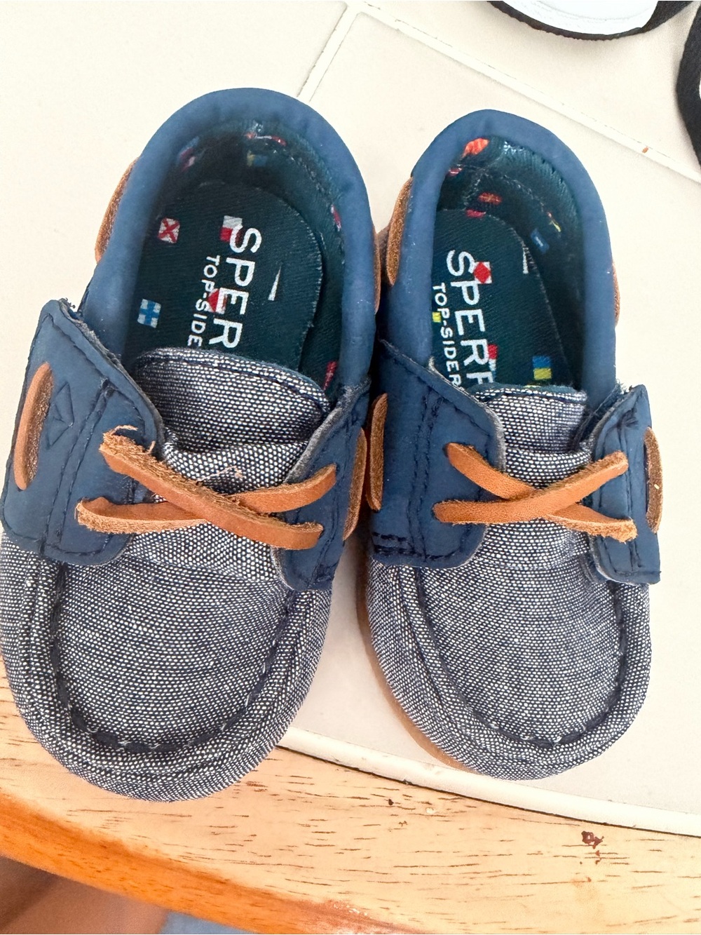 Sperry Navy and Tan Toddler Boat Shoes